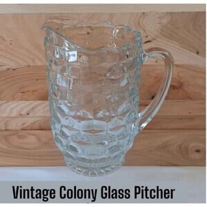 Vintage Glass Diamond Cube Pitcher